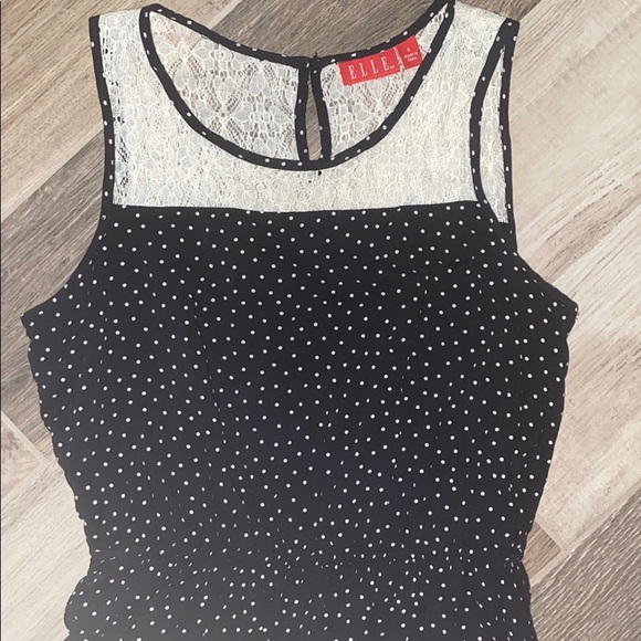 Polkadot and lace summer dress. Elastic waist  S - Picture 2 of 4